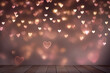 Valentine's Day heart shaped fairy lights, blur bokeh banner background, empty space for product presentation