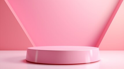 Aufkleber - 3D realistic pastel pink pink pedestal with overlapping triangle background. elegant geometric pattern