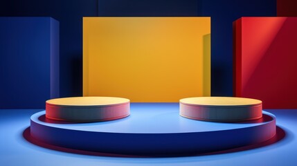 Poster - Abstract minimalist room in pastel colors Model product display A stage for exhibitions.