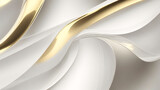 Fototapeta Kuchnia - Moderner, minimalistischer und sauberer Weißgold-Hintergrund mit realistischer Linienwellen-geometrischer Kreisform, abstrakte Weiß- und Goldfarben mit Linienmuster-Textur-Geschäftshintergrund