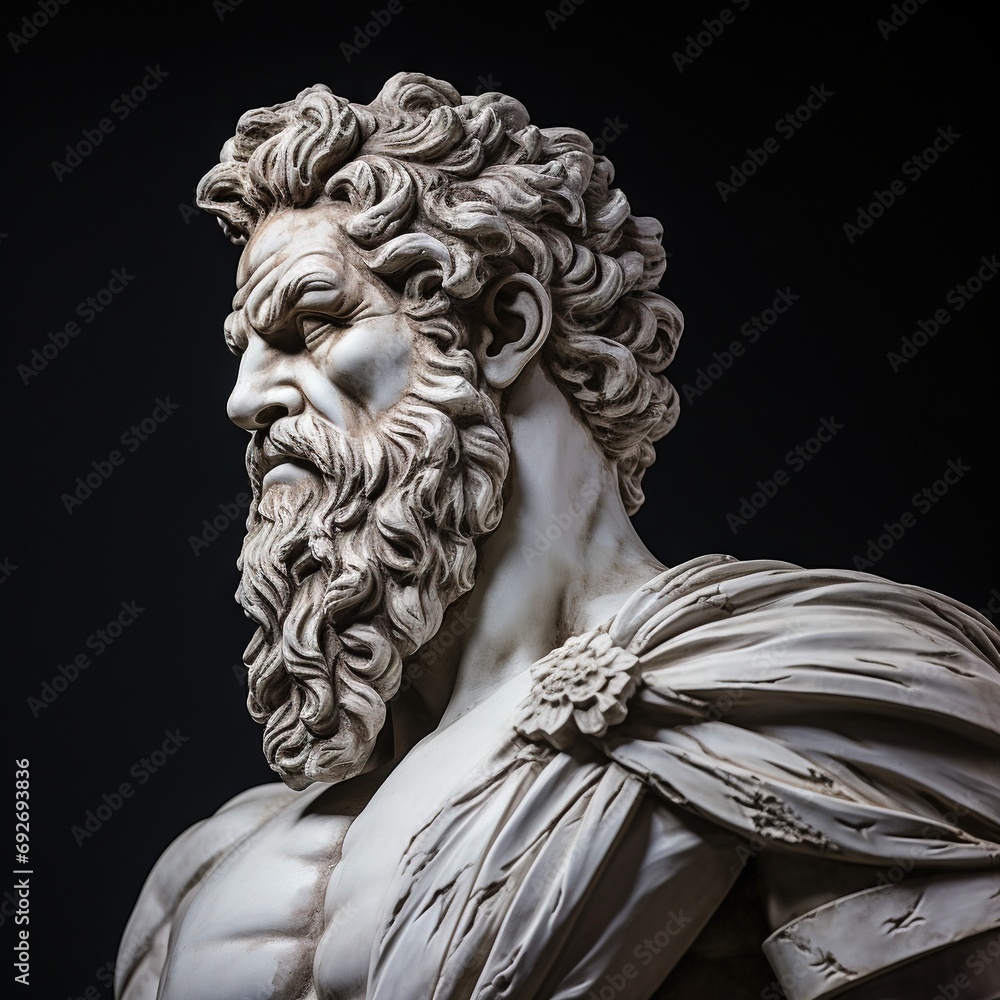 Abstract ancient roman, greek stoic person with a muscular body, marble ...