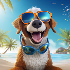 Poster - cute and cuddly cartoon dog background portrait illustration, illustration