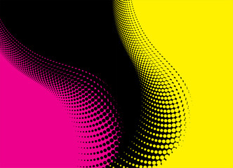 Vector transition with small dots from yellow to black and purple. Abstract pattern. Basis for design. Modern vector background.