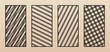 Laser cut panel set. Collection of vector abstract geometric patterns with diagonal lines, stripes, grid, lattice. Modern decorative stencil for CNC cutting of wood, metal, plastic. Aspect ratio 1:2