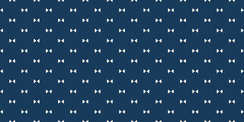 Wall Mural - Bow tie pattern. Simple minimalist vector seamless texture with small bow-ties. Abstract dark blue geometric ornament. Hipster fashion style. Cute funky background. Repeat design for decor, covering