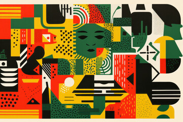 Abstract black history month red, green and yellow background