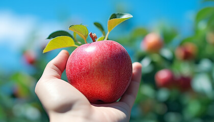 Sticker - Freshness of nature healthy eating with organic apple generated by AI