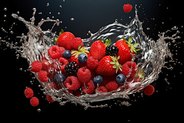 Wall Mural - Berries and a splash of water