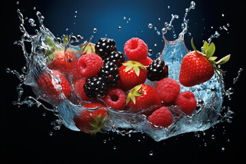 Wall Mural - Berries and a splash of water