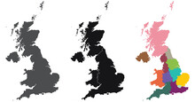United Kingdom Regions map. Map of United Kingdom in set