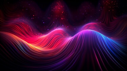 Wall Mural - Radiant neon waves dancing in a cosmic ballet, casting a brilliant spectrum of colors in the void.