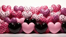 Pink Black Decorative Hearts For Valentine's Day Banner Background 