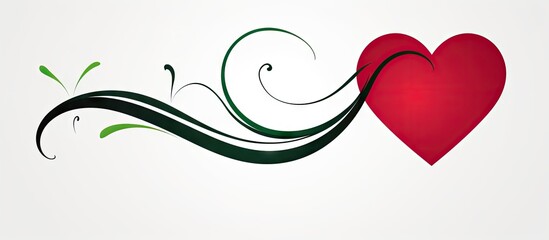 a red heart with green outline on a white background Generative Ai
