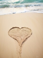 Poster - Heart on the beach. Generative AI.