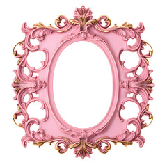 Wall Mural - Gold and pink picture frame isolated