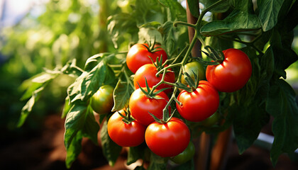 Canvas Print - Fresh tomato, healthy eating, organic vegetable, nature harvest generated by AI