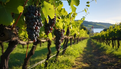 Sticker - Grape vineyard, nature winemaking, ripe fruit harvest generated by AI