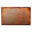 Old blank rusty metal sign isolated on a white transparent backgorund.