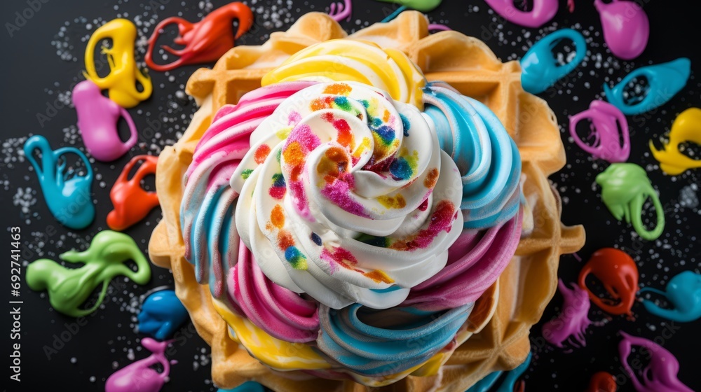 AI generated illustration of a bright pink ice cream cone with ...