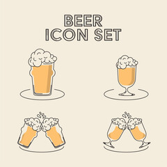 Wall Mural - Set of beer glasses icons Vector