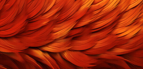 Wall Mural - An ultra-high-definition image of a 3D wall texture with a fiery, phoenix feather pattern in red and gold. 8k,