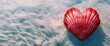 Red heart shaped shell on a sea background