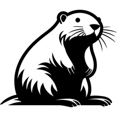 Wall Mural - muskrat black vector logo