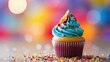 colorful rainbow cupcake food illustration icing frosting, delicious treat, party celebration colorful rainbow cupcake food