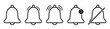 Notification bell icon isolated on white background.Alarm symbol. Incoming inbox message. Ringing bells. Alarm clock and smartphone application alert.Vector illustration