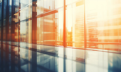 Poster - Walls of a business glass building at sunset