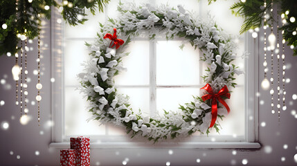 Wall Mural - christmas wreath on the window