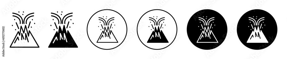 Volcano eruption icon. hot burning ash lava flame smoke by volcano ...