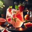 Fresh strawberry cocktail on the table AI Generative