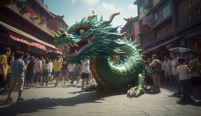 Wall Mural - Chinese dragon as a character for the dragon dance at the Chinese New Year festival 2024