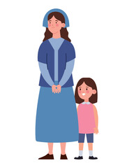 Wall Mural - jewish woman and girl illustration