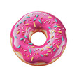 Pink donut with sprinkles isolated on a transparent background