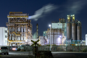 Wall Mural - 川崎市千鳥町の工場夜景　
Night view of a factory in Chidori-cho, Kawasaki City