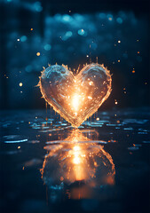 Wall Mural - heart in the water ai generative