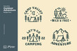 Monoline badges. Set of tent and cabin minimalist line art logo template vector design illustration. simple modern estate logo concept. camping logo line art simple minimalist illustration.
