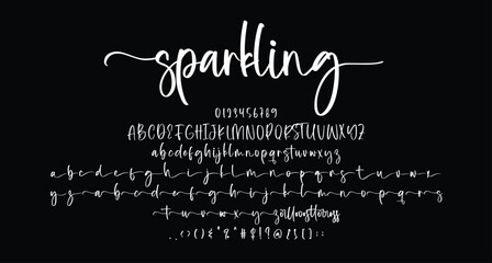 Wall Mural - Sparkling beauty script handwritten font Best Alphabet Alphabet Brush Script Logotype Font lettering handwritten