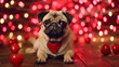 9:16 or 16:9 Cute Pug dogs come to spread love on Valentine's Day and other special days.for backgrounds on mobile or computer screens or other printing projects.