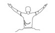 continuous line drawing of a healthy young man outdoors with open arms. happy relaxing male spread arms. concept of freedom, cheering and breathing deeply vector illustration.
