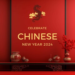 Happy chinese new year greeting card background and social media post