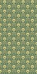 Poster - Decorative Art Nouveau floral print,  seamless vector pattern