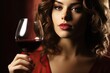wine red glass Woman beautiful glasses alcohol celebration congratulation glamour people party fashion temptation charme enticement girl drinking human female drink face beauty portrait