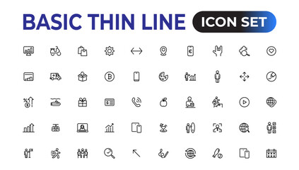 Wall Mural - Web icons. Business. Set of thin line web icon set, simple outline icons collection, Pixel Perfect icons, Simple vector illustration.