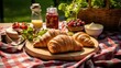 flaky traditional croissan food illustration pastry french, breakfast brunch, delicious crescent flaky traditional croissan food