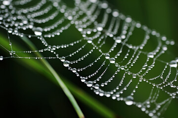 spider web with dew drops. Generative Ai