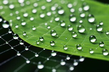 spider web with dew drops. Generative Ai