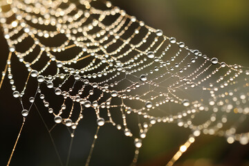  spider web with dew drops. Generative Ai
